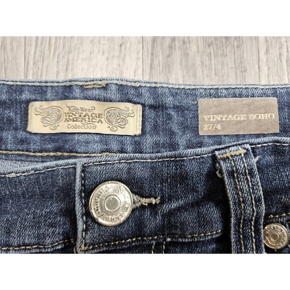 Nine West Vintage America Jeans Womens 4 Mid Rise Straight Stretch BOHO - Picture 4 of 11